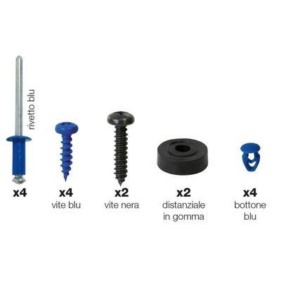 KIT FISSAGGIO TARGHE ANTERIORI (4 RIVETTI, 4 VITI, 4 BOTTONI