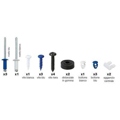 KIT FISSAGGIO TARGHE POSTERIORI (4 RIVETTI, 4 VITI, 4 BOTTON