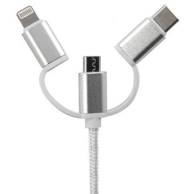 CAVO 3IN1 MICRO USB-LIGHTNING-TYPE-C 2 METRI BIANCO
